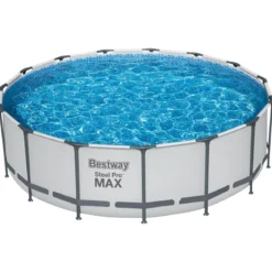 Bestway Frame Pool Steel Pro MAX™, mit Filterpumpe, Ø 457 x 122 cm, rund, hellgrau - B-Ware neuwertig