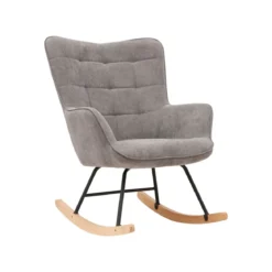 byLIVING Schaukelstuhl Richie, mit Kufen aus Holz (Grau (Cord)) - B-Ware sehr gut