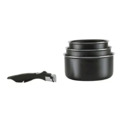 CRIVIT Aluminium-Kochgeschirr-Set 4-teilig, mit abnehmbarem Griff (Topfset) - B-Ware neuwertig