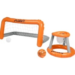 CRIVIT Aufblasbares Pool-Volleyballnetz / Aufblasbares Pool-Tor-und-Korb-Set - B-Ware