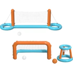 CRIVIT Pool-Volleyballnetz / Pool-Tor-und-Korb-Set, aufblasbar - B-Ware