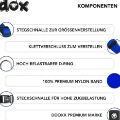 DDOXX Hundegeschirr Nylon, Step-In, Verstellbar, Blau, S - B-Ware sehr gut
