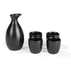 ERNESTO® Sake-Set, 5-teilig, Steingut (Schwarz) - B-Ware sehr gut