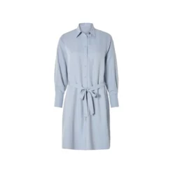 esmara® Damen Blusenkleid mit Bindegürtel in der Taille (hellblau, 36) - B-Ware neuwertig