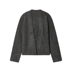 esmara® Damen Bouclé-Strickcardigan (Grau, L(44/46)) - B-Ware neuwertig