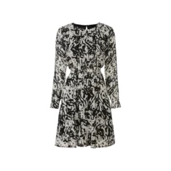 esmara® Damen Chiffon-Kleid mit transparenten Ärmeln (schwarz/weiß, 42) - B-Ware neuwertig