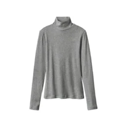esmara® Damen Gerippte Rollkragenshirts, 2 Stück (schwarz/grau, S(36/38)) - B-Ware neuwertig