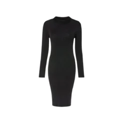 esmara® Damen Geripptes Strickkleid mit edlem Glitzereffekt (schwarz, XS (32/34)) - B-Ware neuwertig