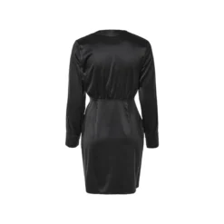 esmara® Damen Kleid, Wickeloptik mit Gummizug (Black, 44) - B-Ware neuwertig