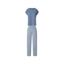 ESMARA® Damen Pyjama (Blau/Weiß, S (36/38)) - B-Ware sehr gut