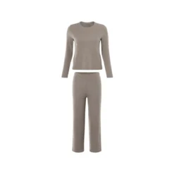 esmara® Damen Pyjama, mit Waffelstruktur (Beige, XS (32/34)) - B-Ware neuwertig