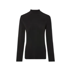 esmara® Damen Rollkragen-Langarmshirts, 2 Stück, gerippt (schwarz/grau, XS(32/34)) - B-Ware neuwertig