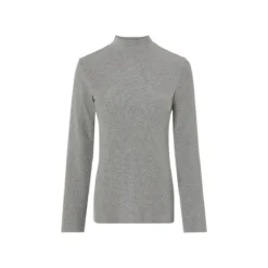 esmara® Damen Rollkragen-Langarmshirts, 2 Stück, gerippt (schwarz/grau, XS(32/34)) - B-Ware neuwertig
