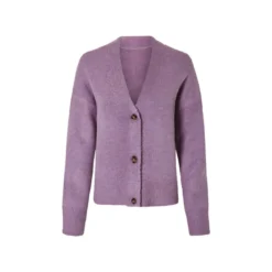 esmara® Damen-Strickcardigan, mit Bündchen an Ärmeln und Saum, L, lila - B-Ware neuwertig