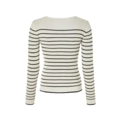 esmara® Damen Strickpullover, in modischer Rippstrick-Qualität (Streifen, M (40/42)) - B-Ware neuwertig