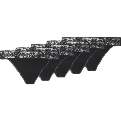 esmara® Damen-Strings, mit Spitze, 5 Stück, S, schwarz - B-Ware neuwertig