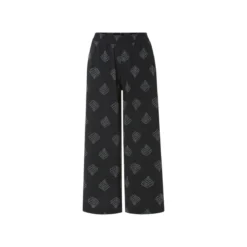 ESMARA® Damen Wide-Leg Hose, modische 7/8-Länge (Muster/schwarz, 42) - B-Ware neuwertig