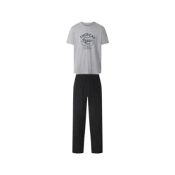 esmara® MEN Herren-Pyjama, XL, grau/schwarz - B-Ware neuwertig