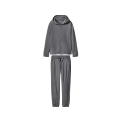 esmara® 2-teiliger Fleece-Hausanzug, für Damen, S, grau - B-Ware neuwertig