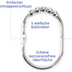 2LB Depot 12 extra große Duschvorhangringe aus Edelstahl - B-Ware sehr gut