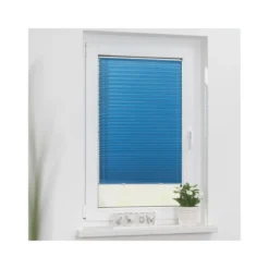Lichtblick Plissee Haftfix, ohne Bohren, Blau, 60x130 cm - B-Ware neuwertig