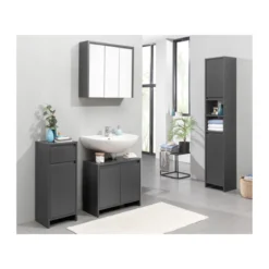 LIVARNO home Badezimmer-Hochschrank Oslo, anthrazit - B-Ware neuwertig