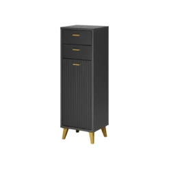 LIVARNO home Bad-Seitenschrank, mit Wellenoptik, schwarz - B-Ware sehr gut