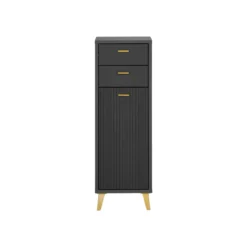 LIVARNO home Bad-Seitenschrank, mit Wellenoptik, schwarz - B-Ware sehr gut