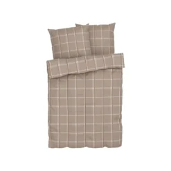 LIVARNO home Bettwäsche, aus Feinbiber, 200 x 220 cm, Karo/braun - B-Ware sehr gut