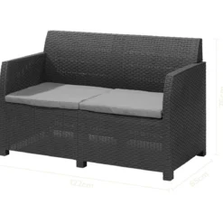 LIVARNO home Loungeset mit Tisch, 4-teilig, Kunststoff, anthrazit - B-Ware neuwertig