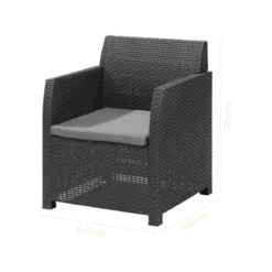 LIVARNO home Loungeset mit Tisch, 4-teilig, Kunststoff, anthrazit - B-Ware neuwertig