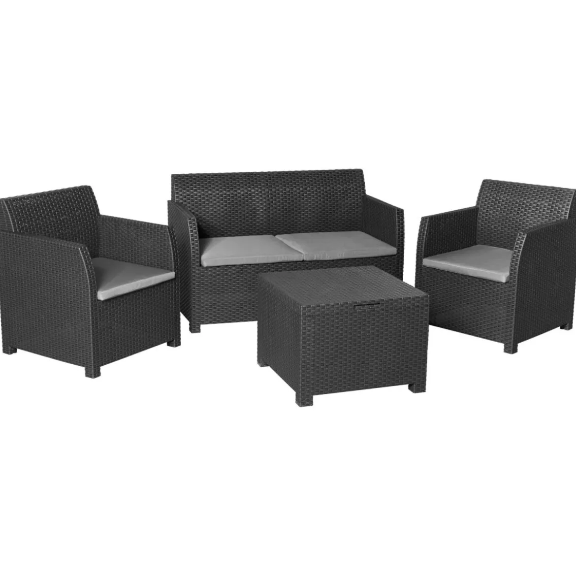 LIVARNO home Loungeset mit Tisch, 4-teilig, Kunststoff, anthrazit - B-Ware Transportschaden Kosmetisch