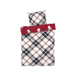 LIVARNO home Winter Jersey Bettwäsche, 155 x 220 cm (Rentier/rot) - B-Ware neuwertig