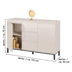 LIVARNO® Kommode mit 2 Türen und 3 Schubladen, Kaschmirgrau - B-Ware sehr gut