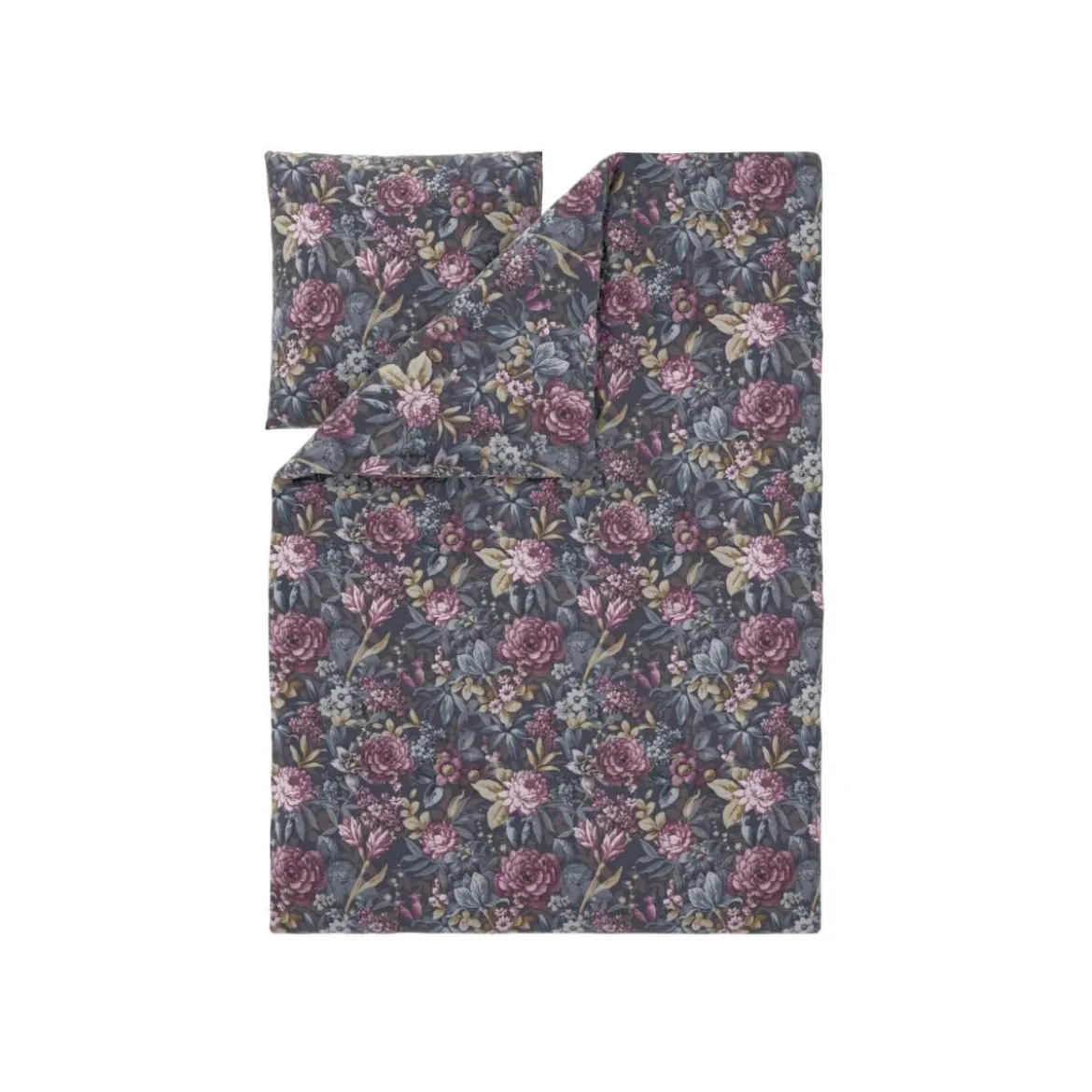 LIVARNO® Renforcé-Bettwäsche, 135 x 200 cm,Blumen/anthrazit - B-Ware neuwertig