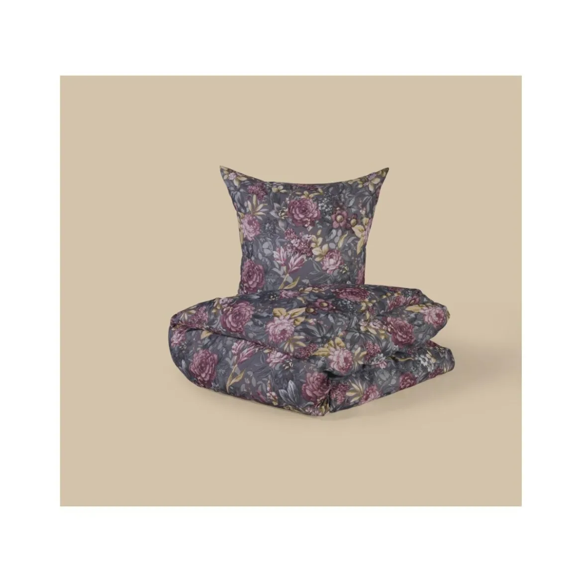 LIVARNO® Renforcé-Bettwäsche, 135 x 200 cm,Blumen/anthrazit - B-Ware neuwertig