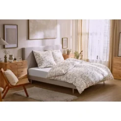 LIVARNO® Satin-Bettwäsche, 135 x 200 cm (Blumen/weiß) - B-Ware neuwertig