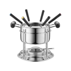 MÄSER Fondue-Set, mit Rechaud und 6 Fonduegabeln (Silber / Schwarz, 11 tlg.) - B-Ware sehr gut