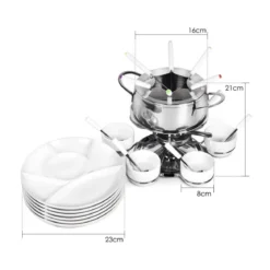 Ribelli Fondue SET 28 PCS Fondueset, Edelstahl, 16 cm Durchmesser - B-Ware