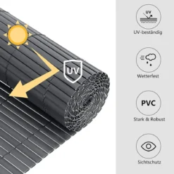 Ribelli® Sichtschutzmatte, aus PVC, 120 x 300 cm, anthrazit - B-Ware neuwertig