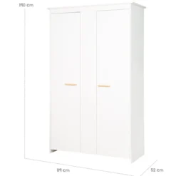roba Kleiderschrank 'Anton' 2-türig, weiß mit modernen Holzgriffen - B-Ware neuwertig