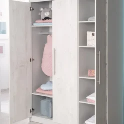 roba Kleiderschrank 'Maren 2', 3-türig, Lichtgrau/weiß - B-Ware sehr gut
