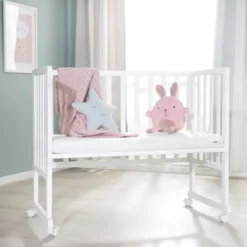 roba Stuben- & Beistellbett 3in1 mit Barriere + Matratze, Holz weiß - B-Ware sehr gut