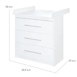 roba Wickelkommode 'Maren' mit abnehmbarem Aufsatz, schmal, 3 Schubladen, Wickelhöhe 90,5 cm - B-Ware