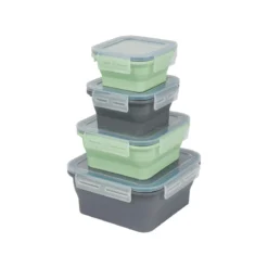 SILVERCREST® Faltbare Frischhaltedosen / Lunchbox, aus hitzebeständigem Silikon - B-Ware