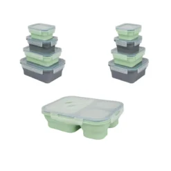 SILVERCREST® Faltbare Frischhaltedosen / Lunchbox, aus hitzebeständigem Silikon - B-Ware