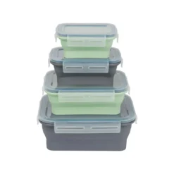 SILVERCREST® Faltbare Frischhaltedosen / Lunchbox, aus hitzebeständigem Silikon - B-Ware