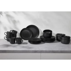 SILVERCREST® Geschirrset, 24-teilig, schwarz - B-Ware sehr gut