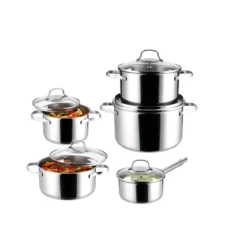 SILVERCREST® Topf-Set, 5-teilig, Edelstahl, Premium (Glasdeckel) - B-Ware sehr gut